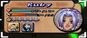 An ally's stats upon joining the party. Note the weapon damage.