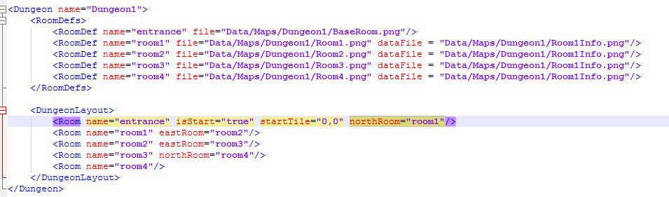 The XML for the RoomDefs and DungeonLayout.